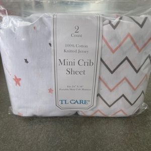 TL Care 2 Pack Printed 100% Natural Cotton Jersey Knit Fitted Portable/Mini-Crib